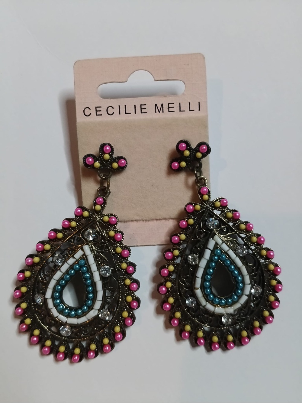 Pink & Turquoise Teardrop Earrings